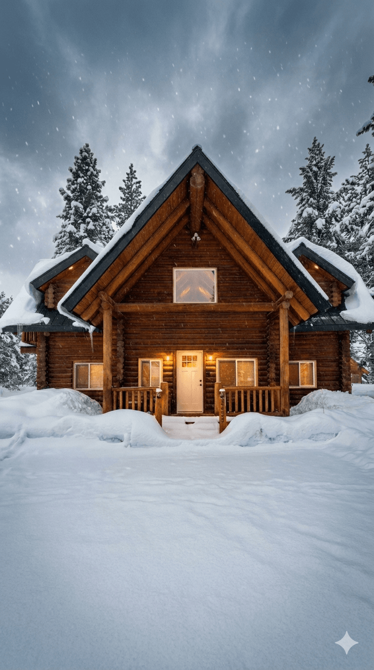 Beautiful cabin home in winter